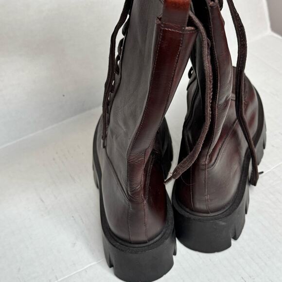Free People Jones Hot Fudge Leather Lug Sole Lace-Up Boots NWOB Women 8.5 - Picture 5 of 8